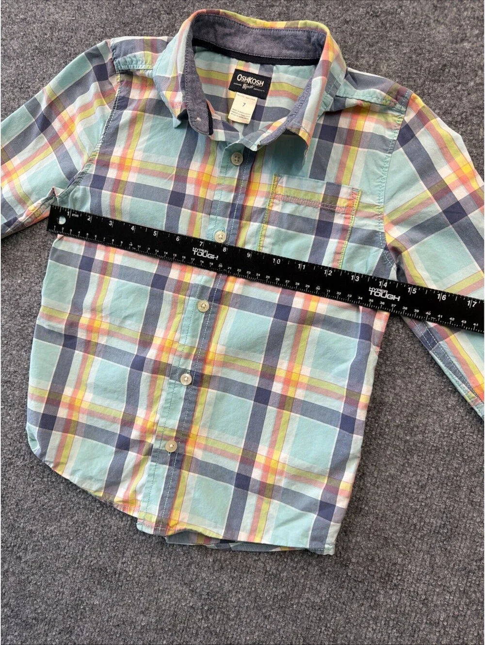 Oshkosh Boys Plaid Long Sleeve Dress Shirt Size 7